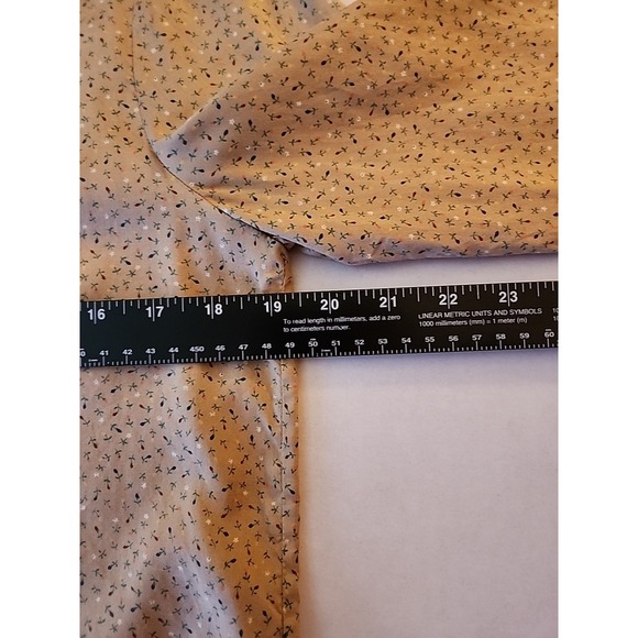 LL Bean Shirt Dress Retro Cottage‎ Prairie Boho Silk Drop Waist Floral Tan Sz 6 - Picture 8 of 13